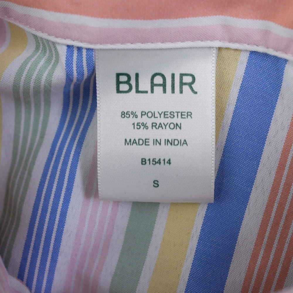 Blair Shirt Women Button Up Colorful Rainbow Striped 3/4 Sleeve Small - Picture 8 of 10